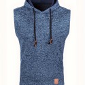Elegant Hooded Mid Stretch Vest, Men's Casual Vintage Style Sleeveless Sweater Vest For Fall Winter