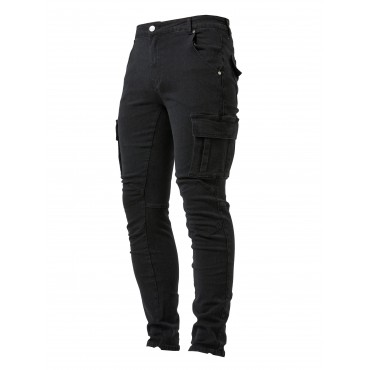 Men's Casual Multi Pocket Jeans, Street Style Medium Stretch Denim Pants Men's Casual Multi Pocket Jeans, Street Style Medium Stretch Denim Pants