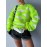 Women'S Sweater - Neon Green & White Color Block Pullover, Loose Fit Long Sleeve Sweater for Everyday & Formal Outfits, All-Season Layering Essential for Women, Vacation Outfit, Youthful Fashion, Quality Stitching, Stylish Top, Fashion Lovers