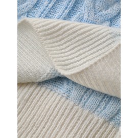 New Thickened Twisted Long Sleeve Sweater for Women in Lazy Style Blue Top