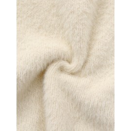 [Soft Thermal Sweater] Soft & Comfortable Women's Thermal Round-Neck Loose Fit Long Sleeve Sweater | All-Season Casual Top, Solid Color, Easy Care Hand Wash/Dry Clean, Medium Stretch, Clean Design