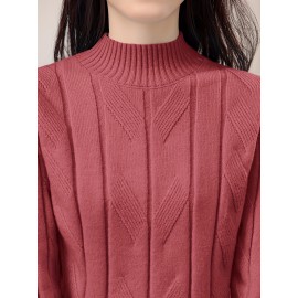 [Soft Ribbed Sweater] Soft Women's Ribbed Pullover Sweater | Long Sleeve Top, Solid Color Casual Chic All-Season Comfort for Versatile Occasions, Everyday Fashion, Comfortable Fit