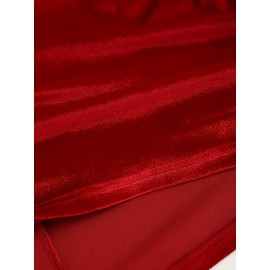 [Red Off-Shoulder Dress] Red Stretchy Off-Shoulder Mermaid Dress | Women's Elegant Bodycon Halter Neck | Polyester-Spandex Blend, Machine Washable Summer Party & Casual Outing Dress