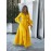 Elegant Yellow Ruffle Sleeve Blouse Dress for Women - Long Sleeve, Button-Up, Tie Waist, A-Line Silhouette, Perfect for Spring & Fall Parties, Party Dress | Ruffle Sleeve Dress | Polyester Fabric