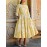 Women's Elegant Maxi Dress - Mustard-Yellow Floral print A-Line long dress, Non-Stretchy fabric for Formal & Casual Events, Office, Parties - All-Season Women's Clothing