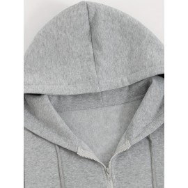 Women'S Casual Gray Hoodie with Double Bow Print - Long Sleeve, Zip-Up Pullover, All-Season Comfort, Casual Wear Hoodie|Casual Style Hoodie|Zippered Hoodie