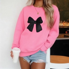 [Cute Butterfly] Plus Size Women's Black Butterfly Sweatshirt | Casual Long Sleeve Crew Neck Fall Winter Pullover, Machine Washable Polyester Top