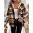 Women'S Casual Plaid Fleece-Lined Hooded Regular Jacket with Brushed Plaid and Hooded Shirt