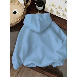 Women's CALVIN Letter Print Hooded Sweatshirt - Oversized Kangaroo Pocket & Drawstring Hood, Cozy Fall Winter Sweater with White CALVIN Logo, Casual Pullover (Machine Washable) for Casual Attire
