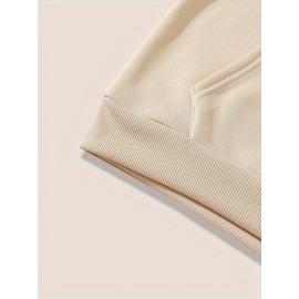 Women's CALVIN Letter Print Hooded Sweatshirt - Oversized Kangaroo Pocket & Drawstring Hood, Cozy Fall Winter Sweater with White CALVIN Logo, Casual Pullover (Machine Washable) for Casual Attire