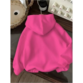 Women's CALVIN Letter Print Hooded Sweatshirt - Oversized Kangaroo Pocket & Drawstring Hood, Cozy Fall Winter Sweater with White CALVIN Logo, Casual Pullover (Machine Washable) for Casual Attire