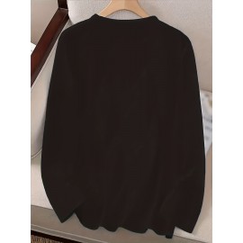 Women'S Long Sleeve T-Shirt - Blessed Script Lettering Top, Soft Everyday Casual Shirt for Everyday & Formal Outfits, All-Season Layering Essential Basic Tops for Women, Versatile Clothing, Classic Round Neckline, Durable Fabric