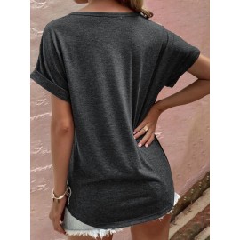 Women'S Vintage Norse Mythology Dragon Print V-Neck T-Shirt - Casual Short Sleeve, Regular Fit, All-Season Tee with Intricate Design, Machine Washable, Allseason Tee | Mythological Design | Comfortable Fit, Dragon Shirt