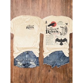 Casual Bird Lover's Printed Crew Neck T-Shirt - Women's Short Sleeve Top - Women's Clothing
