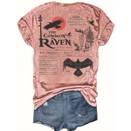Casual Bird Lover's Printed Crew Neck T-Shirt - Women's Short Sleeve Top - Women's Clothing