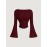[3pcs Ruffle Blouses] 3pcs Women's Long Sleeve Ruffle Detail Blouses - Crew Neck Button-Up T-Shirts in Black, Burgundy & White | Fall/Winter Casual Wear | Glossy Texture