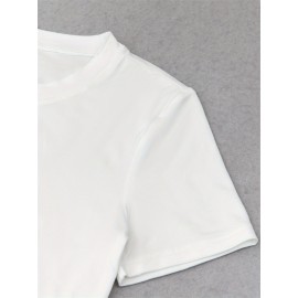 Women'S Vibrant Sun Graphic Crop Top T-Shirt - Casual Round Neck Short Sleeve, Machine Washable, Slim Fit, Perfect for Spring/Summer Outfits, Sunset Shirt