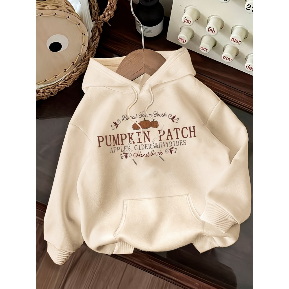 [Pumpkin Patch Hoodie] Cozy Fall/Winter Women's Casual Hooded Sweatshirt with 