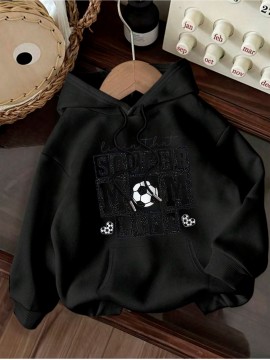 Women's Soccer Mom Graphic Hoodie - Cozy Fall & Winter Pullover with Drawstring, Beige Casual Sweatshirt Featuring 