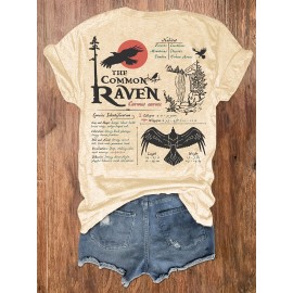 Casual Bird Lover's Printed Crew Neck T-Shirt - Women's Short Sleeve Top - Women's Clothing