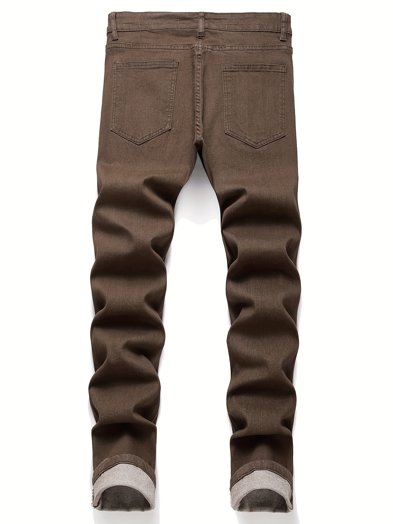 mens casual slim fit jeans street style all match medium stretch jeans details 0
