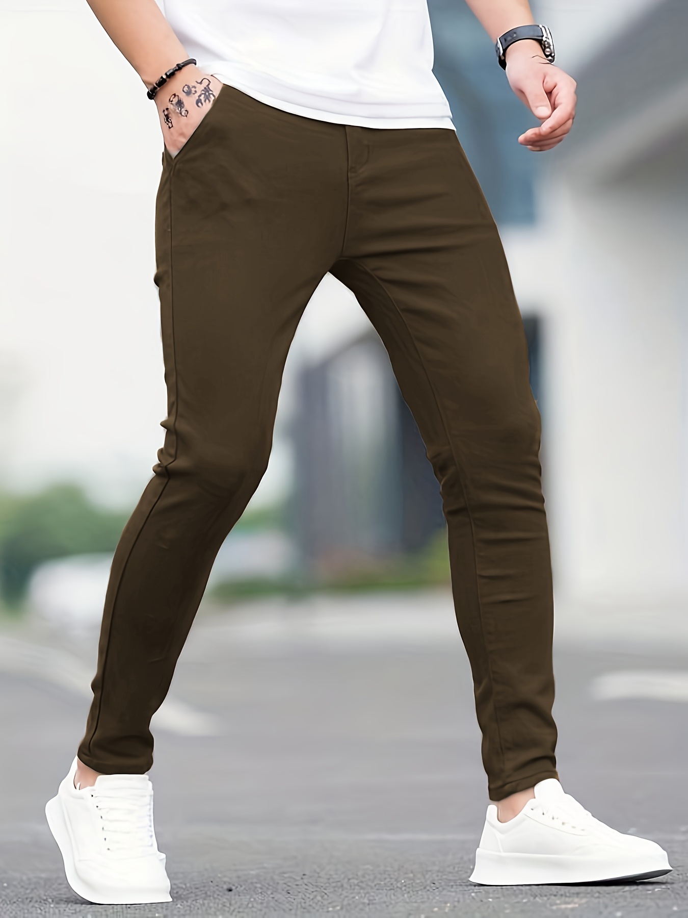 slim fit all match jeans mens casual street style medium stretch denim pants for all seasons details 0